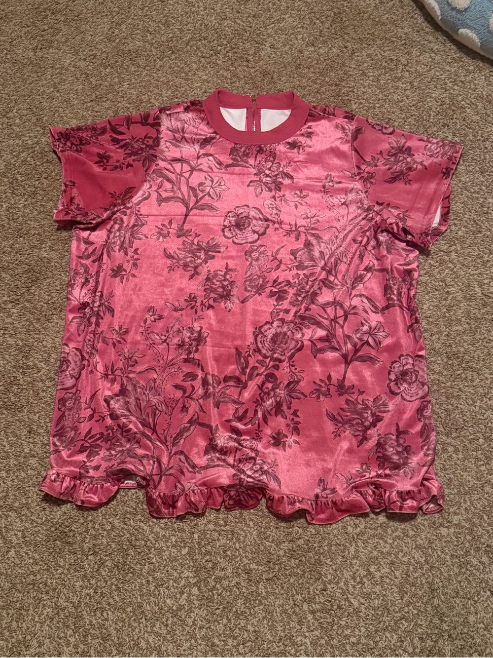 Womenβs Pink Floral Ruffle Hem Dress
